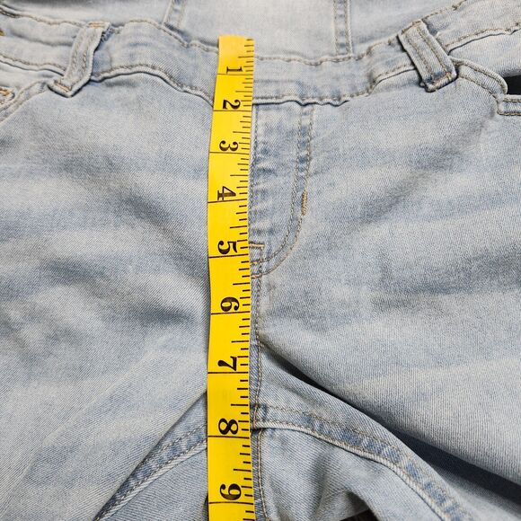 Justice Jeans Overalls Teens Juniors 12 Womens Light Blue Denim Skinny Cuffed - Picture 8 of 16
